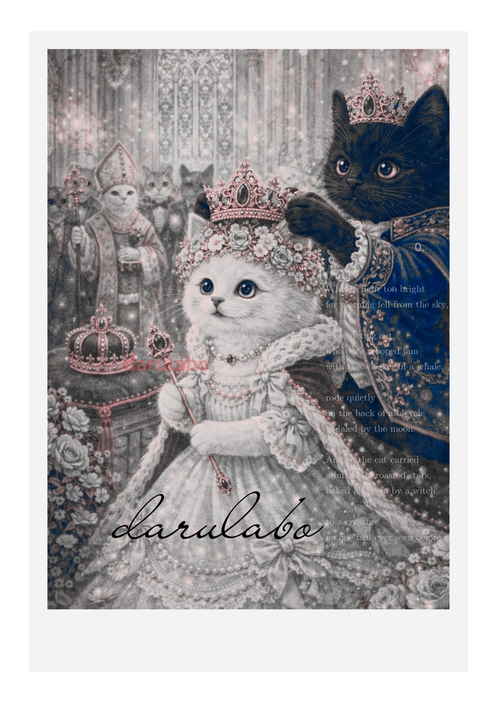 ロココ調 猫ポスター|A3/A4対応 デジタルダウンロード|アンティーク 猫アート インテリア
