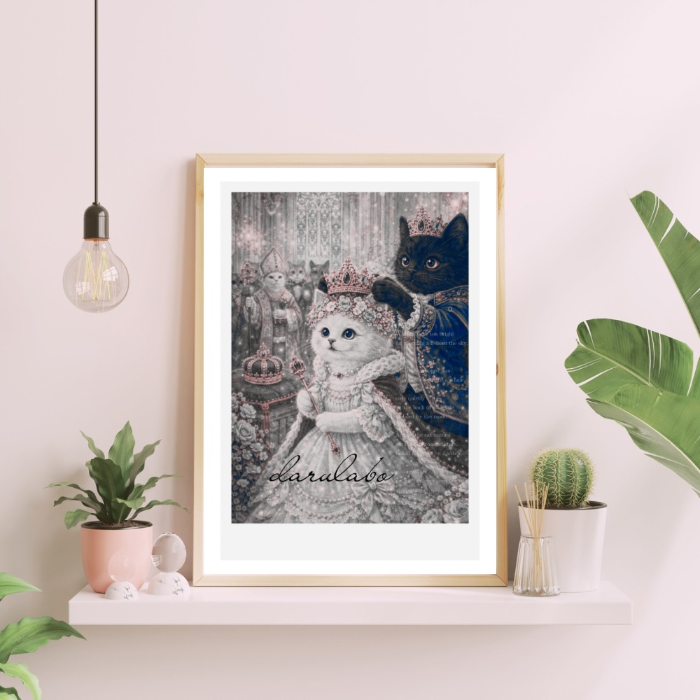 ロココ調 猫ポスター|A3/A4対応 デジタルダウンロード|アンティーク 猫アート インテリア