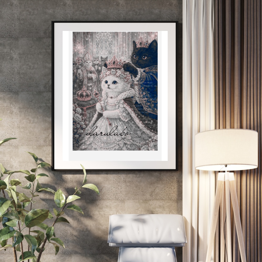 ロココ調 猫ポスター|A3/A4対応 デジタルダウンロード|アンティーク 猫アート インテリア