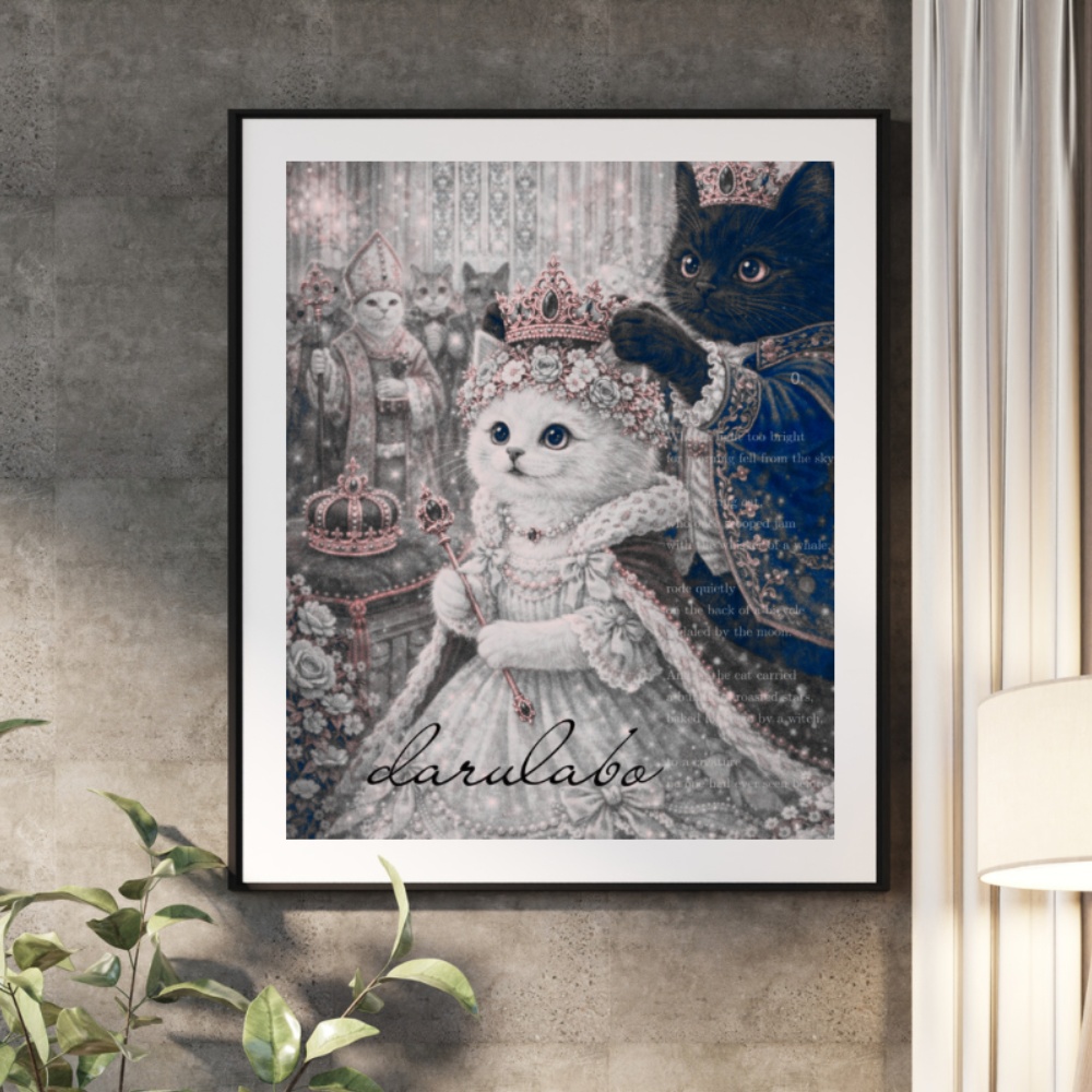 【貴族猫の日常】王宮の猫たち|ロココ猫ポスター|クラシックロイヤル|デジタルダウンロード