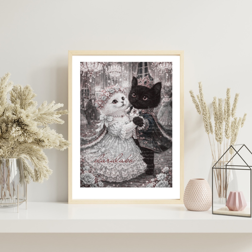 ロココ猫ポスター|デジタルダウンロード|猫アート|壁掛けインテリア|A4/A3/2:3/4:5対応