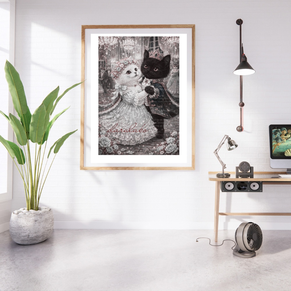 ロココ猫ポスター|デジタルダウンロード|猫アート|壁掛けインテリア|A4/A3/2:3/4:5対応