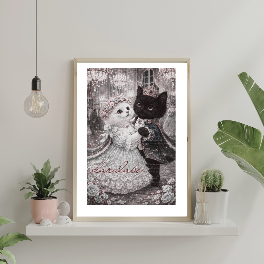 ロココ猫ポスター|デジタルダウンロード|猫アート|壁掛けインテリア|A4/A3/2:3/4:5対応