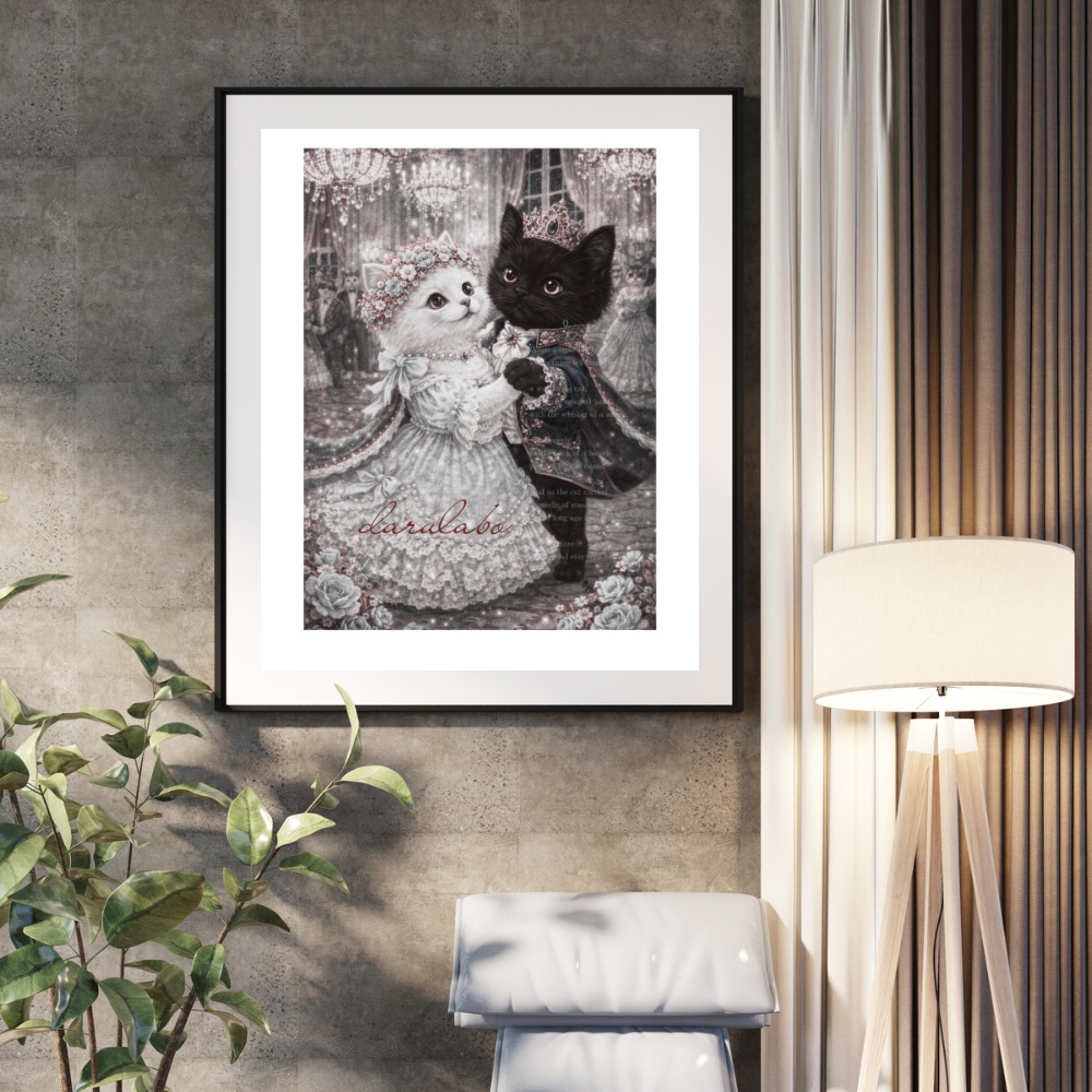 ロココ猫ポスター|デジタルダウンロード|猫アート|壁掛けインテリア|A4/A3/2:3/4:5対応