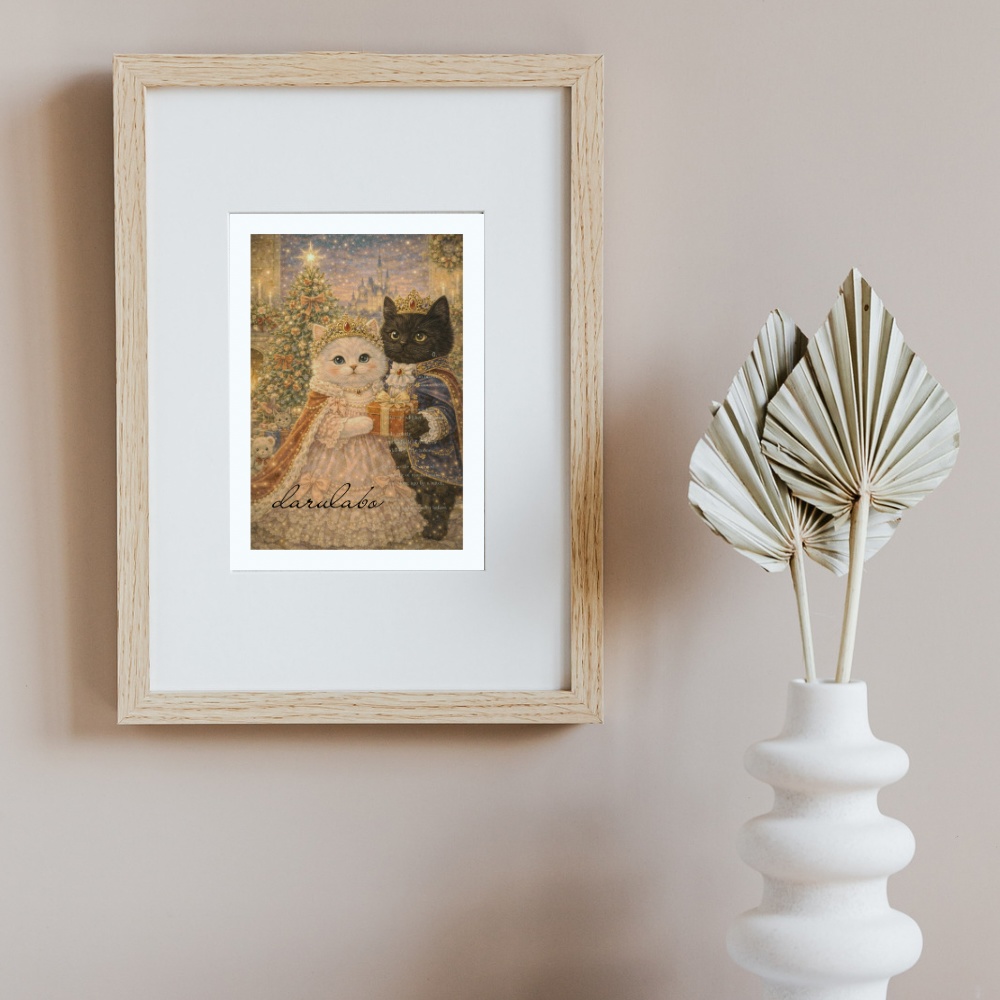 【貴族猫の日常】クリスマスのひととき|ロココ調ポスター|デジタルダウンロード