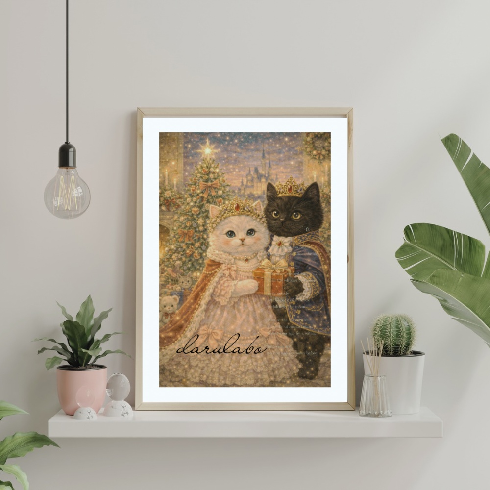 【貴族猫の日常】クリスマスのひととき|ロココ調ポスター|デジタルダウンロード