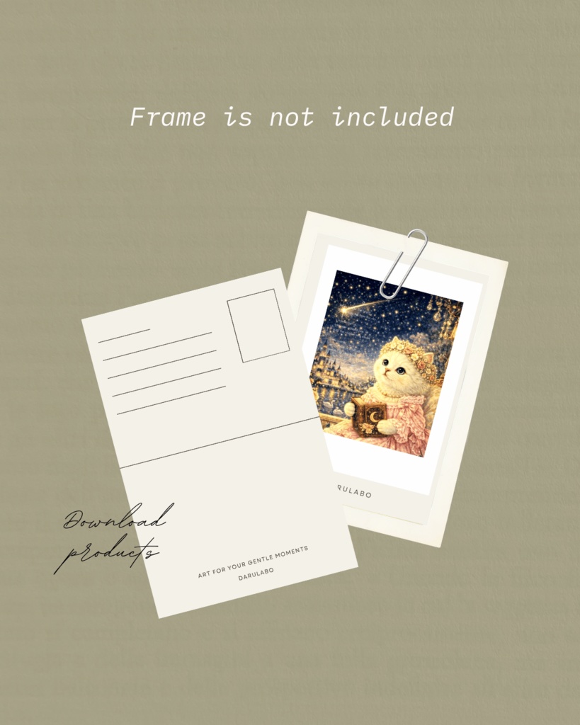 【貴族猫の日常_POSTCARD】星を綴る白猫_color|ポストカード|幻想スターリーナイト|デジタルダウンロード