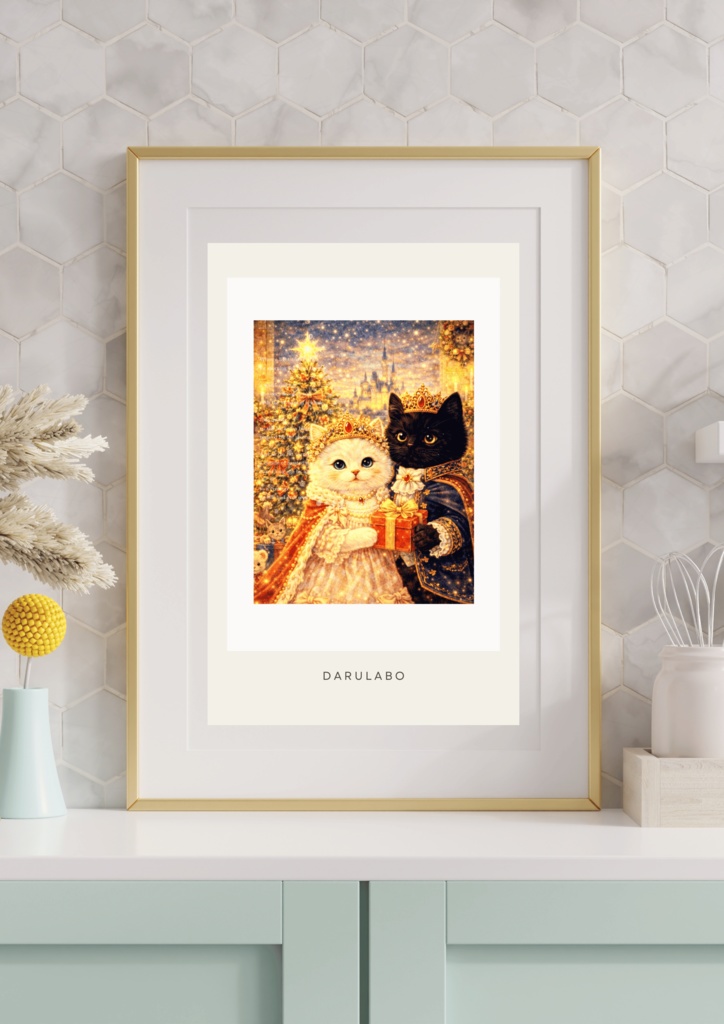 【貴族猫の日常_POSTCARD】クリスマスのひととき|ポストカード|幻想スターリーナイト|デジタルダウンロード