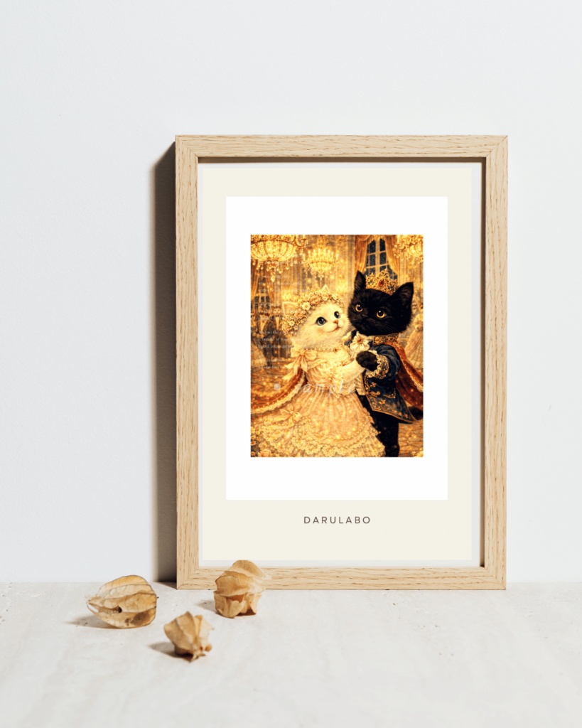 【貴族猫の日常_POSTCARD】きらめく舞踏会の猫たち｜ポストカード｜幻想スターリーナイト｜デジタルダウンロード