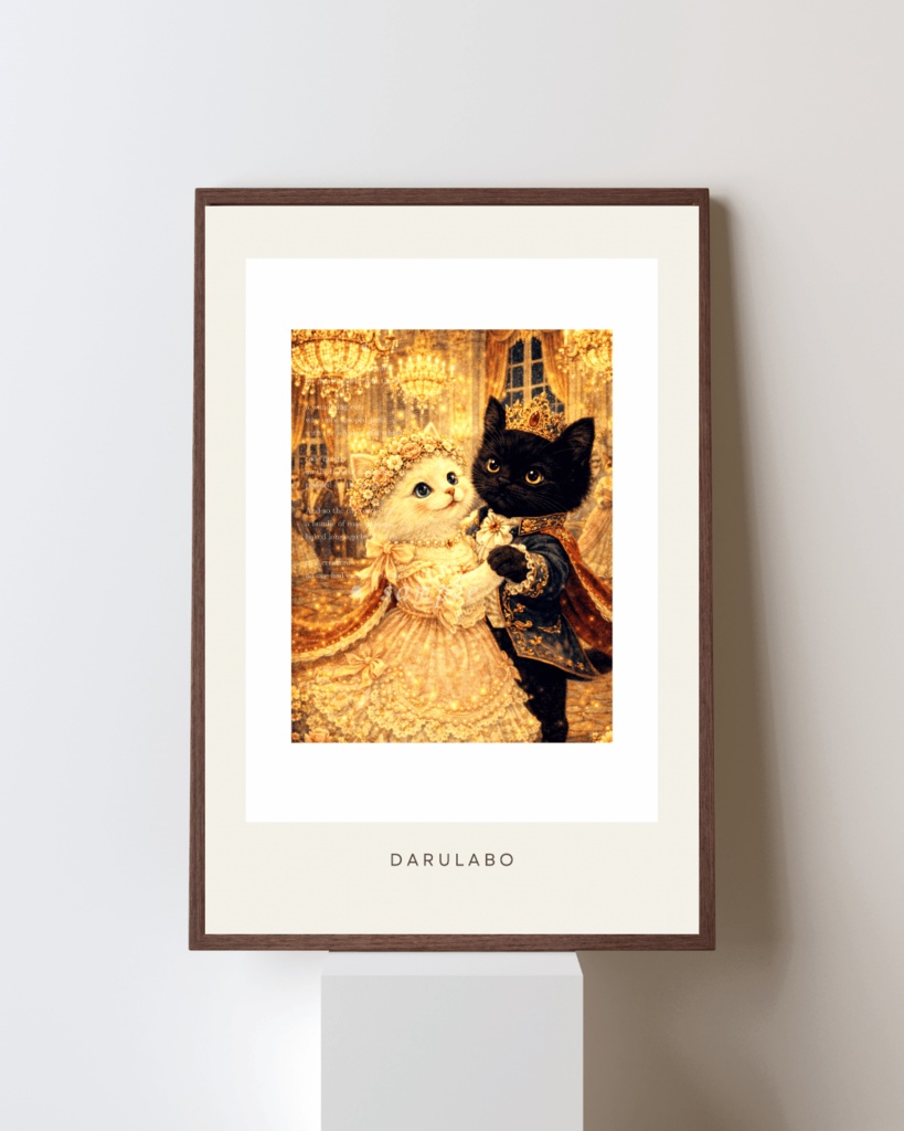 【貴族猫の日常_POSTCARD】きらめく舞踏会の猫たち|ポストカード|幻想スターリーナイト|デジタルダウンロード