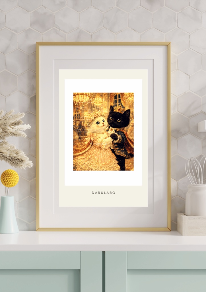 【貴族猫の日常_POSTCARD】きらめく舞踏会の猫たち|ポストカード|幻想スターリーナイト|デジタルダウンロード