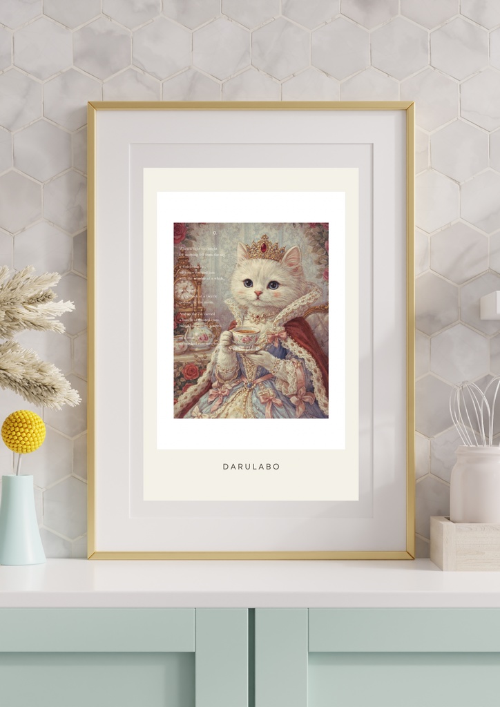 【貴族猫の日常_POSTCARD】午後の優雅な一杯|ポストカード|幻想スターリーナイト|デジタルダウンロード