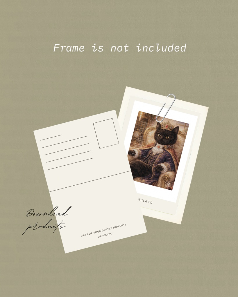 【貴族猫の日常_POSTCARD】静寂に佇む黒猫|ポストカード|幻想スターリーナイト|デジタルダウンロード