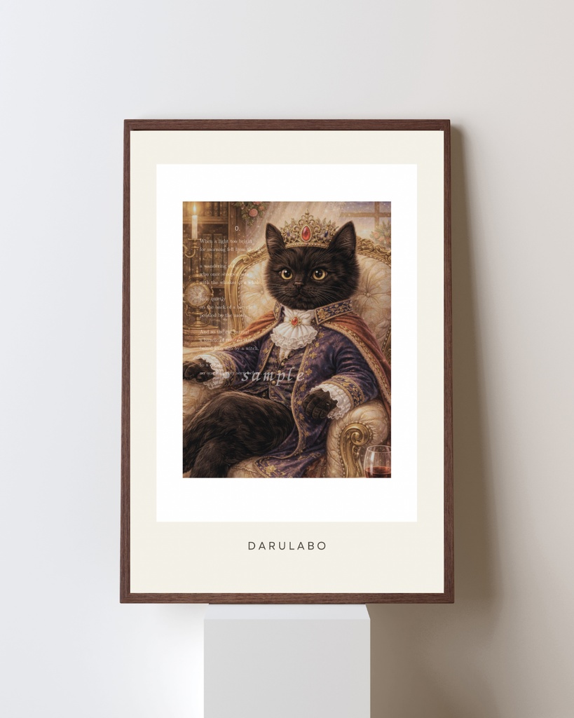 【貴族猫の日常_POSTCARD】静寂に佇む黒猫|ポストカード|幻想スターリーナイト|デジタルダウンロード