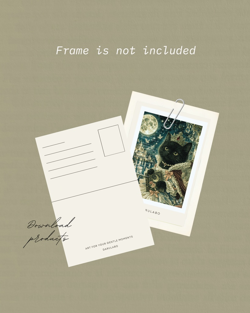 【貴族猫の日常_POSTCARD】黒猫と月の物語|ポストカード|幻想スターリーナイト|デジタルダウンロード