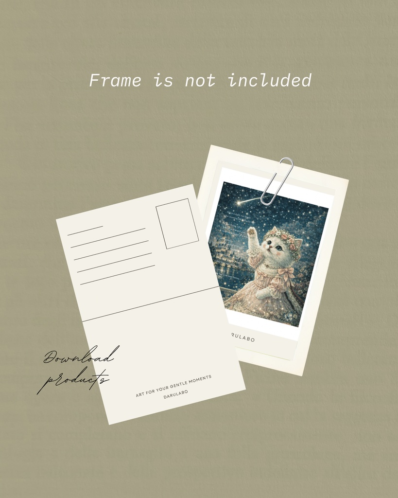 【貴族猫の日常_POSTCARD】星降る夜の白猫|ポストカード|幻想スターリーナイト|デジタルダウンロード