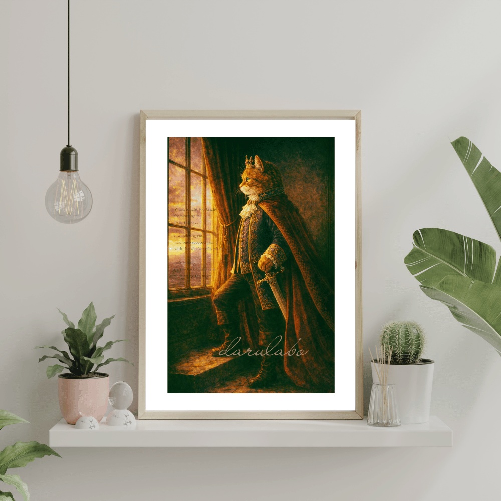 【貴族猫の日常】窓辺にて|ロココ猫ポスター|デジタルダウンロード