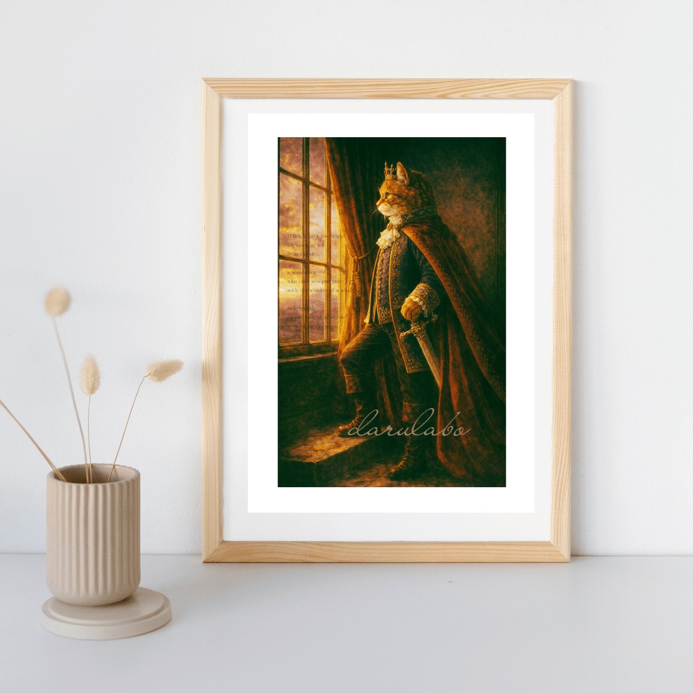 【貴族猫の日常】窓辺にて|ロココ猫ポスター|デジタルダウンロード