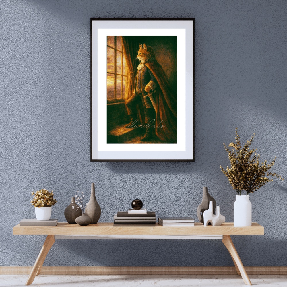 【貴族猫の日常】窓辺にて|ロココ猫ポスター|デジタルダウンロード