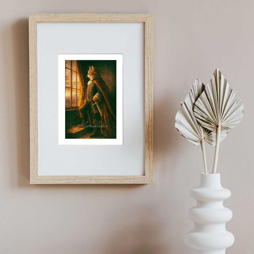 【貴族猫の日常】窓辺にて|ロココ猫ポスター|デジタルダウンロード