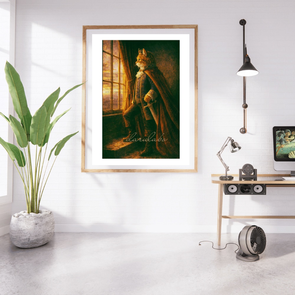【貴族猫の日常】窓辺にて|ロココ猫ポスター|デジタルダウンロード