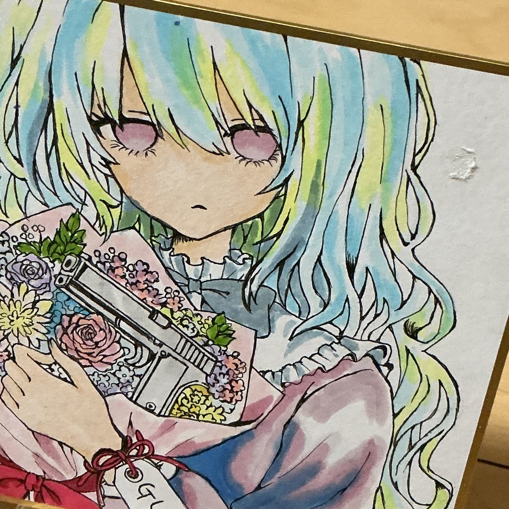 少女標本No.3「GUN」 殺意と感謝 アナログイラスト原画