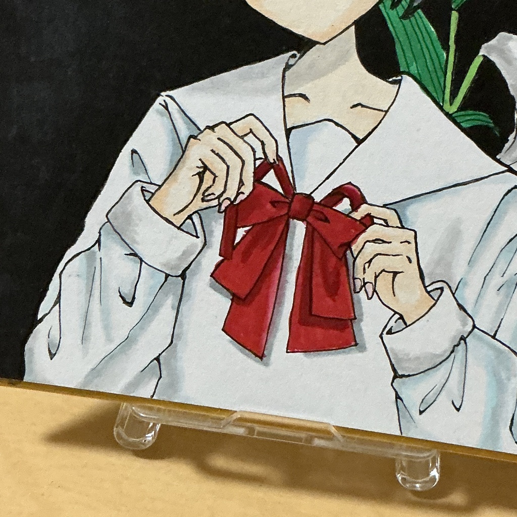 いつもあなたを思って結ぶ アナログイラスト原画
