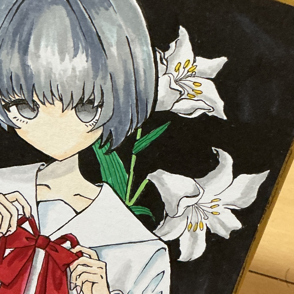 いつもあなたを思って結ぶ アナログイラスト原画