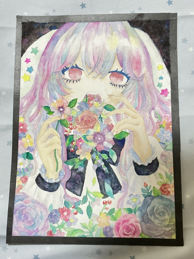 花を食む アナログオリジナルイラスト