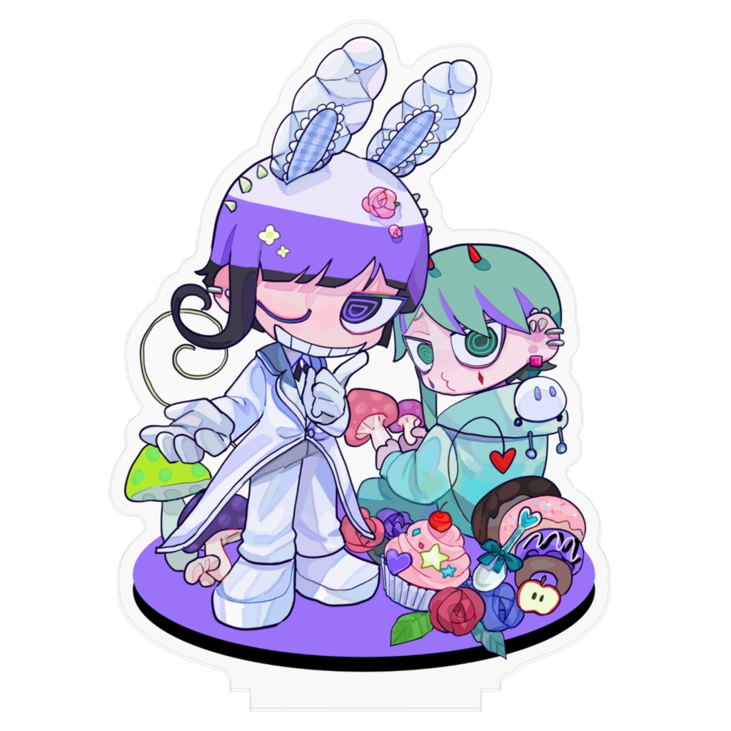 白うさぎとイモムシのアクリルフィギュア