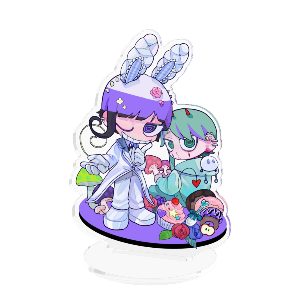 白うさぎとイモムシのアクリルフィギュア