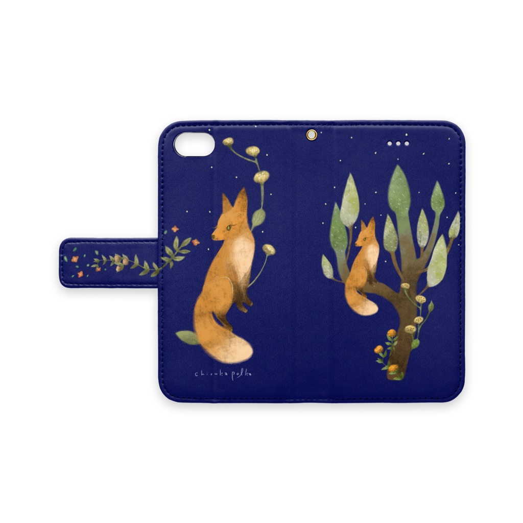 木の上でひとやすみ(夜)iPhone手帳型ケース