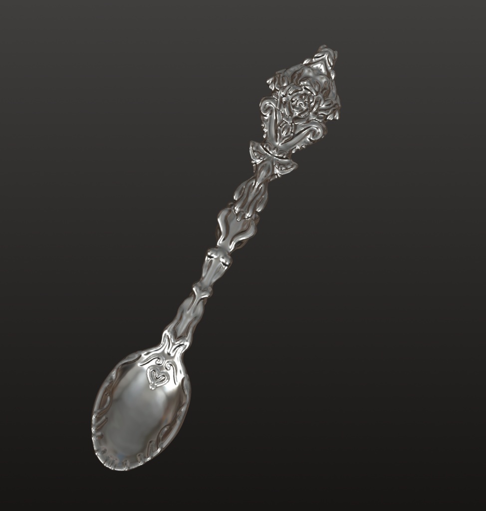 薔薇のシルバースプーン　3Dデータ（OBJ,STL）