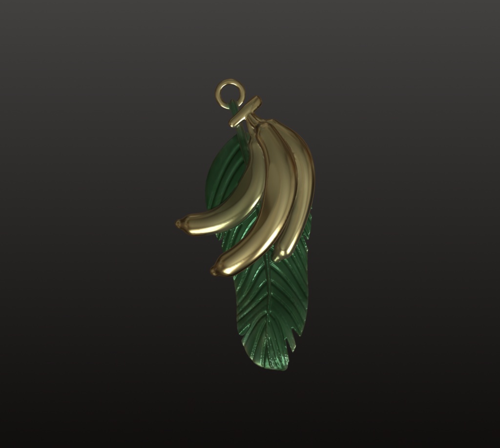 ゴールデンバナナ&リーフ・チャーム3Dパーツ（OBJ・STL）