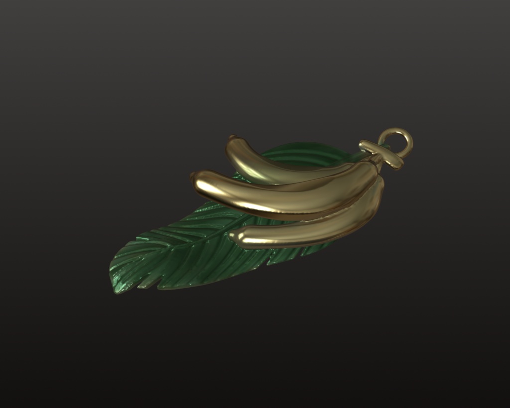 ゴールデンバナナ&リーフ・チャーム3Dパーツ(OBJ・STL)