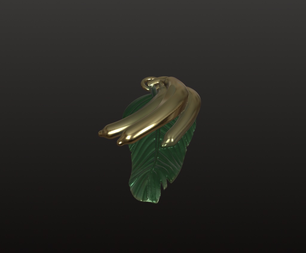 ゴールデンバナナ&リーフ・チャーム3Dパーツ(OBJ・STL)