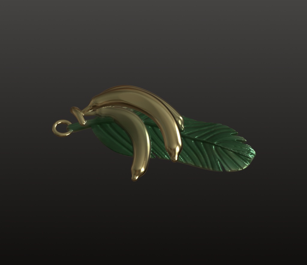 ゴールデンバナナ&リーフ・チャーム3Dパーツ(OBJ・STL)