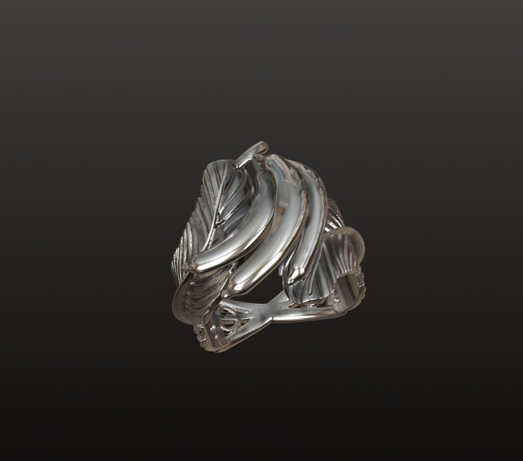 バナナ&リーフ・リングパーツ 3Dデータ(OBJ/STL)