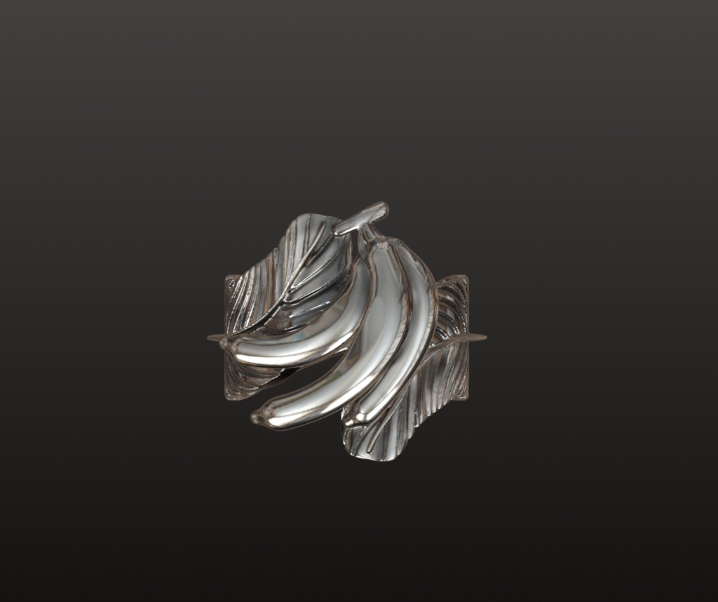 バナナ&リーフ・リングパーツ 3Dデータ(OBJ/STL)
