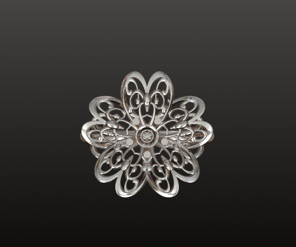 桜フィリグリー・リングパーツ 3Dデータ(OBJ・STL)3mm石対応