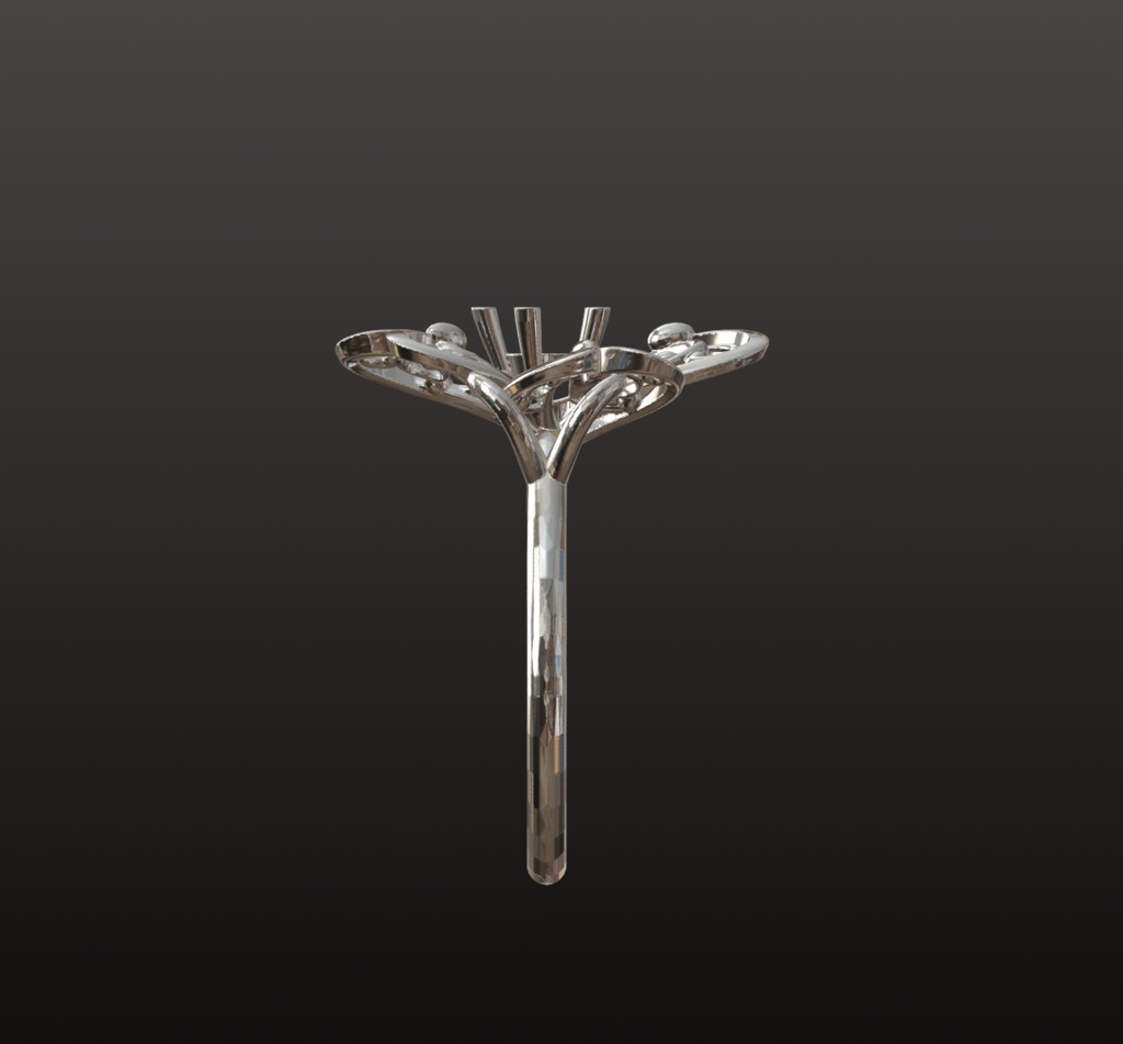 桜フィリグリー・リングパーツ 3Dデータ(OBJ・STL)3mm石対応