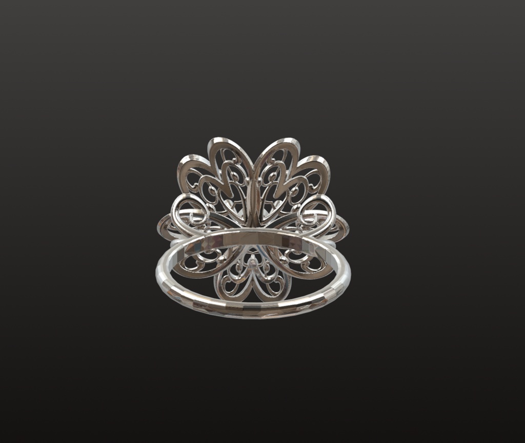 桜フィリグリー・リングパーツ 3Dデータ(OBJ・STL)3mm石対応