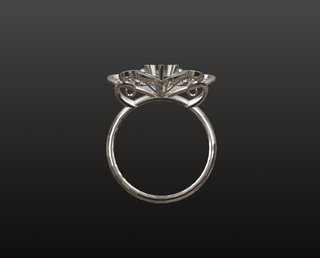 桜フィリグリー・リングパーツ 3Dデータ(OBJ・STL)3mm石対応