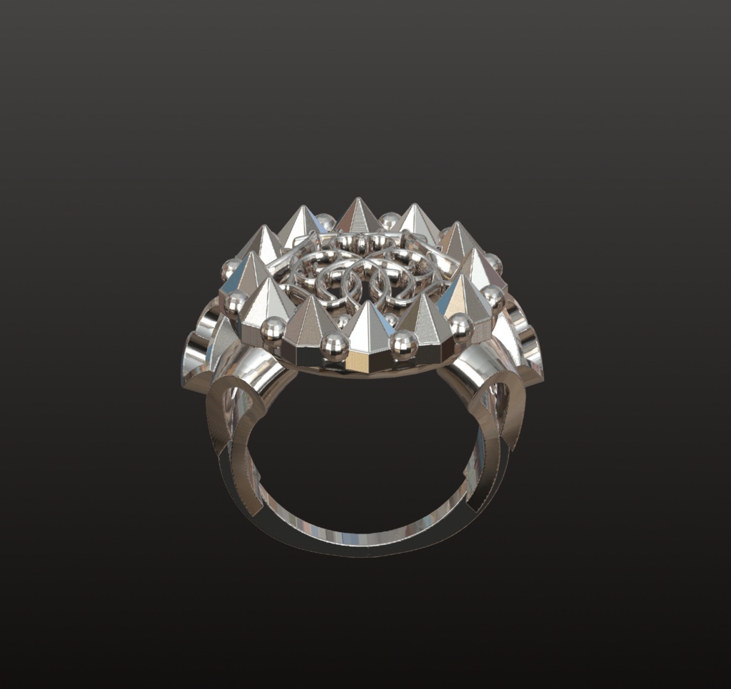 スパイク&ハート・ゴシックリング 3Dデータ(OBL/STL)