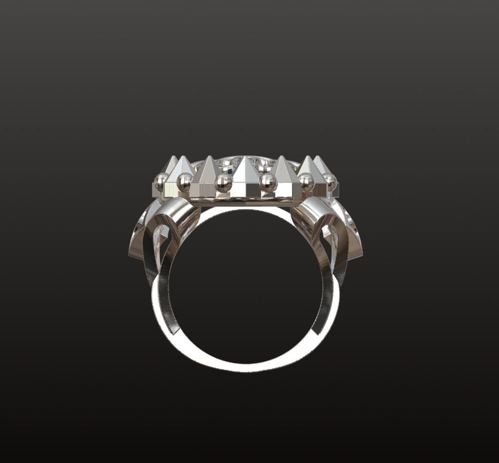 スパイク&ハート・ゴシックリング 3Dデータ(OBL/STL)