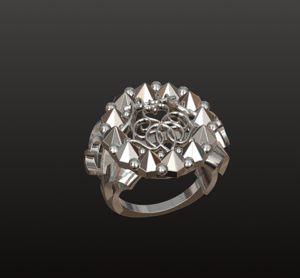 スパイク&ハート・ゴシックリング　3Dデータ（OBL/STL）