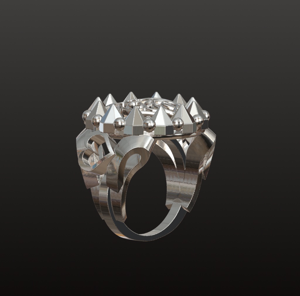 スパイク&ハート・ゴシックリング 3Dデータ(OBL/STL)