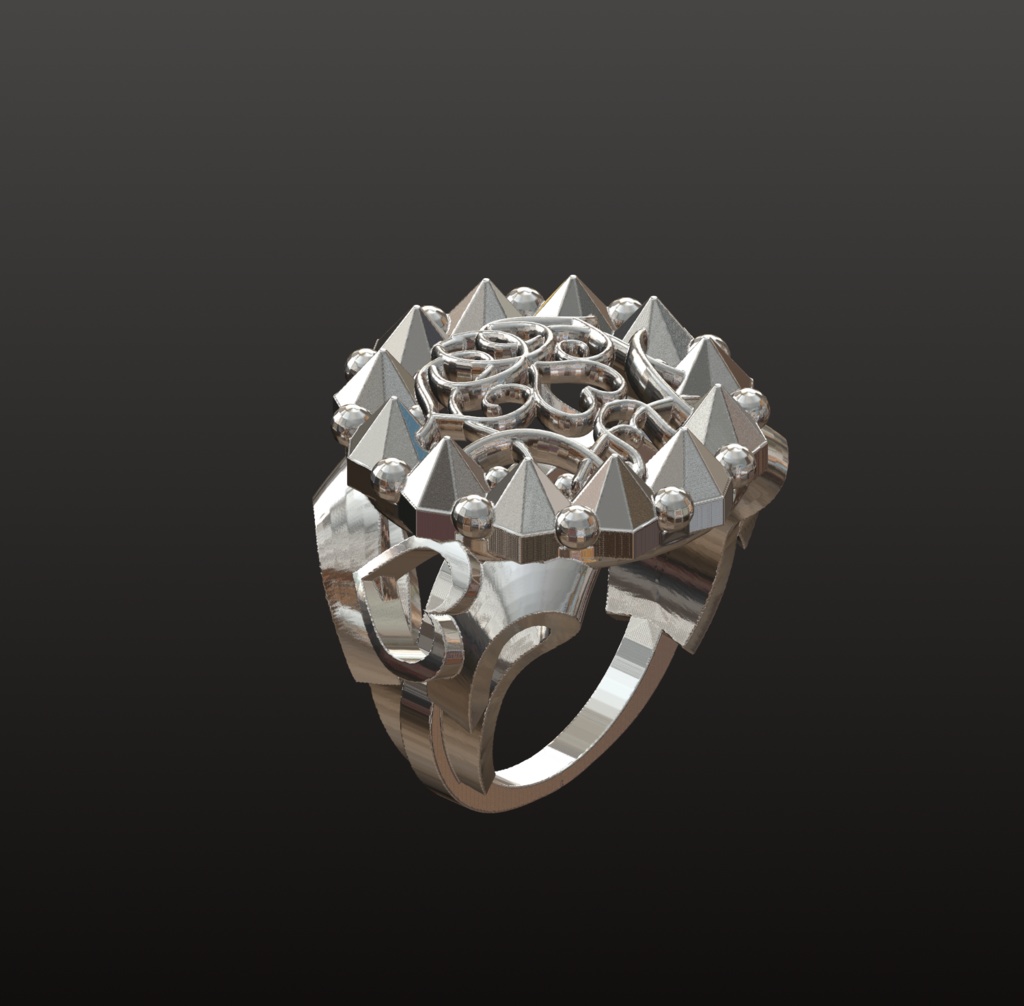 スパイク&ハート・ゴシックリング 3Dデータ(OBL/STL)