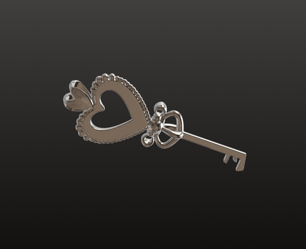 ハートキー・ジュエリーチャーム 3Dデータ(OBJ/STL)