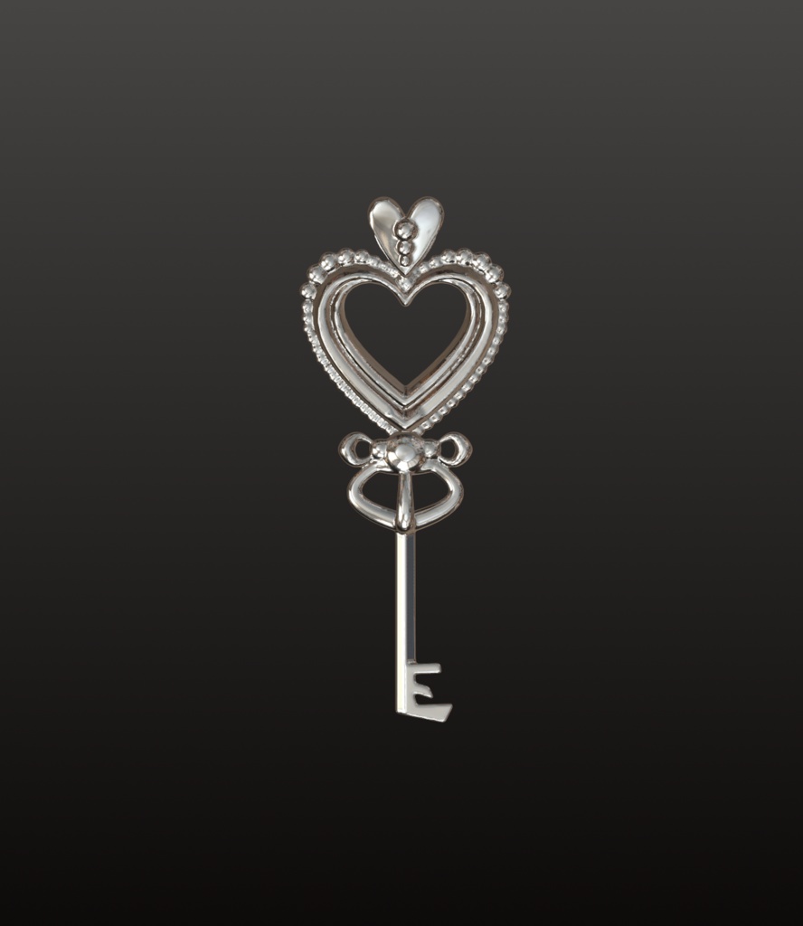 ハートキー・ジュエリーチャーム 3Dデータ(OBJ/STL)